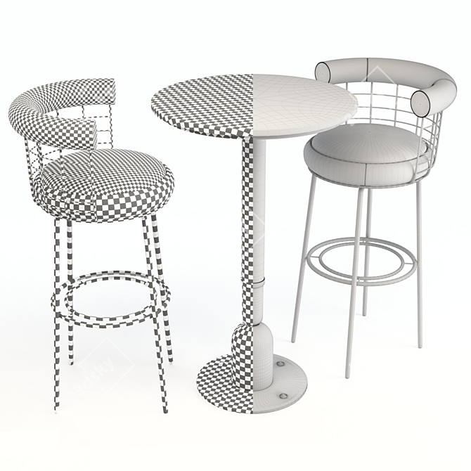 Mezzo Berry Bar Chair & Foster Bar Table 3D model image 5