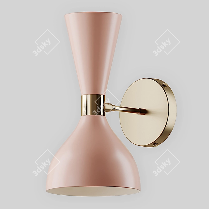 Italian Brass Enamel Ludo Sconce 3D model image 3