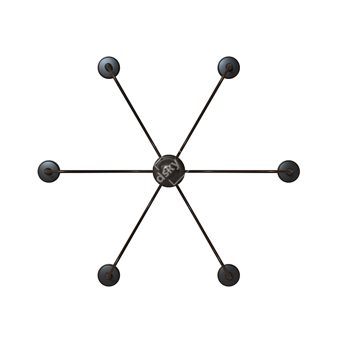 Sleek Six-Light Matte Black Chandelier 3D model image 4