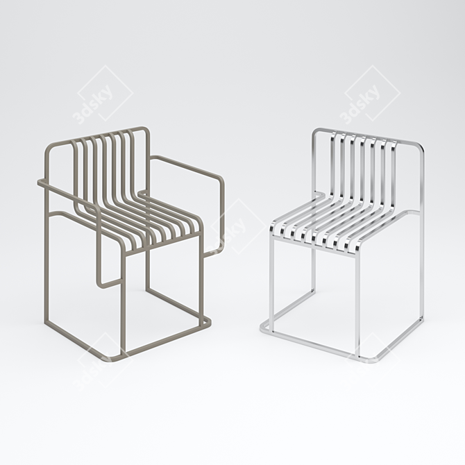 Sleek Metal Chair Set: Indoor/Outdoor Design 3D model image 3