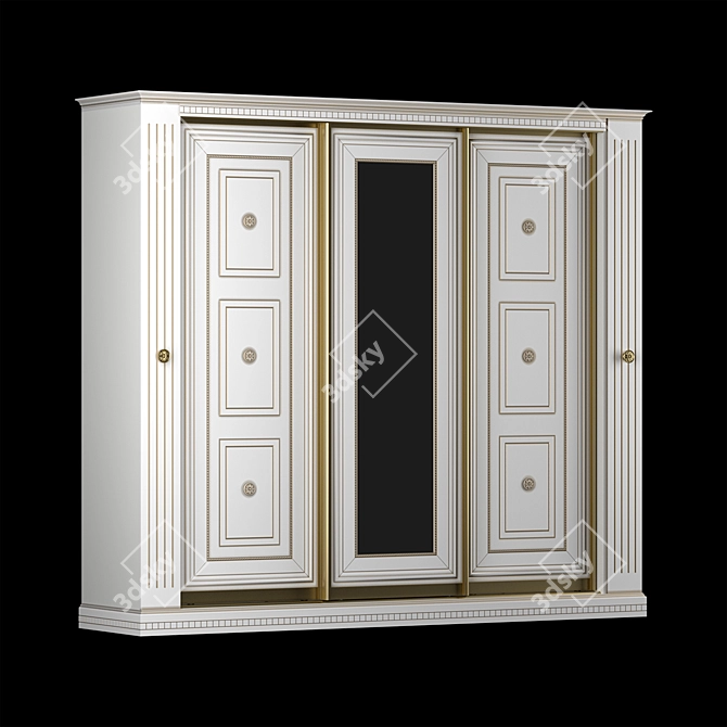 Elegant Patina: White Wardrobe 3D model image 2