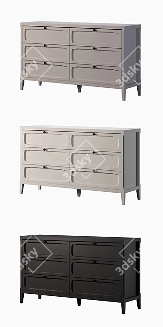 Eugénie 6-Drawer Chest of Drawers 3D model image 2