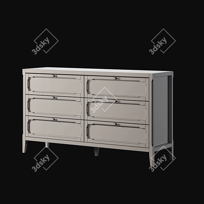 Eugénie 6-Drawer Chest of Drawers 3D model image 3
