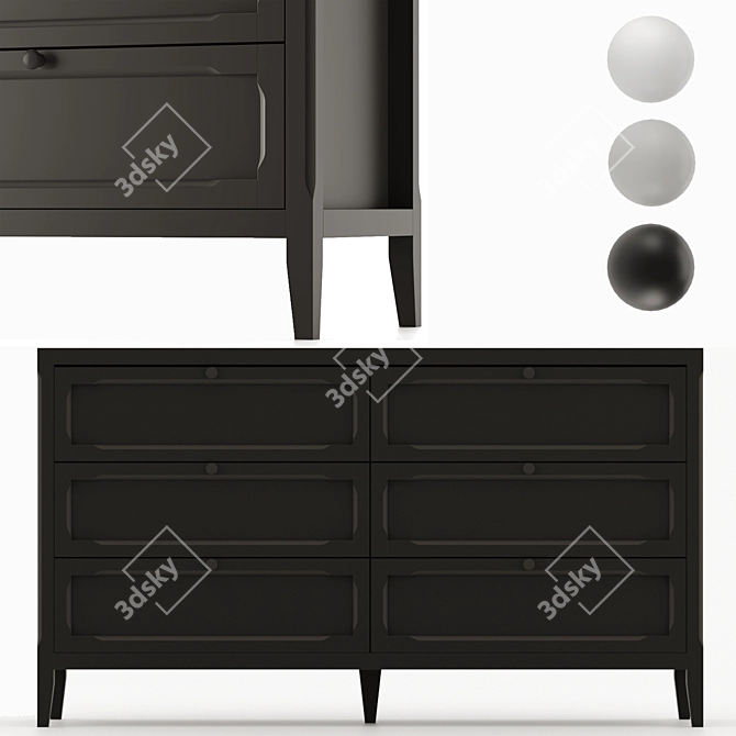 Eugénie 6-Drawer Chest of Drawers 3D model image 5