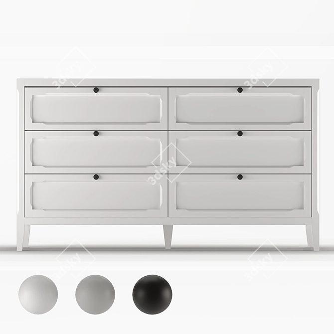 Eugénie 6-Drawer Chest of Drawers 3D model image 7