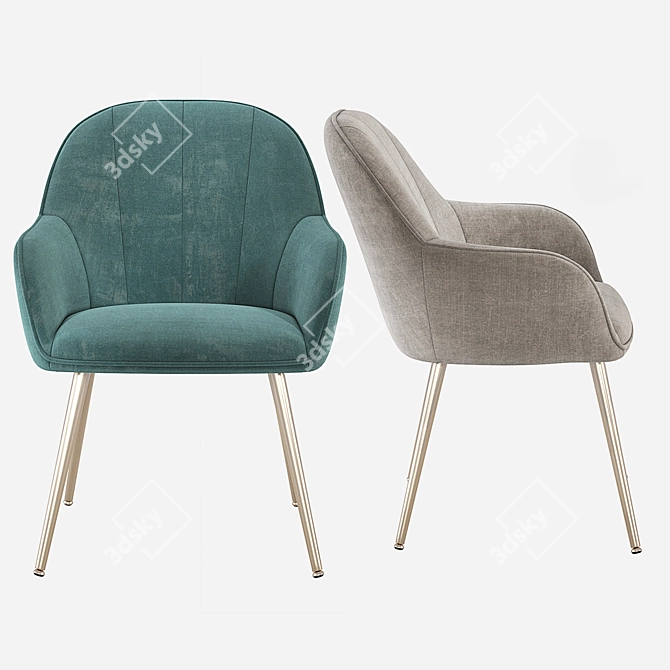 Amsterdam Velvet Dining Chair 3D model image 3