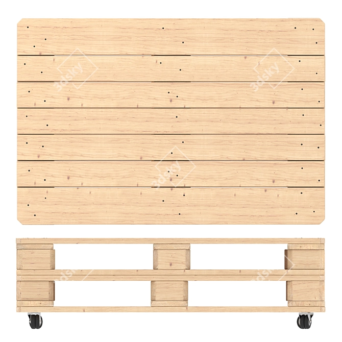 Rustic Pallet Coffee Table & Sofa Set 3D model image 2