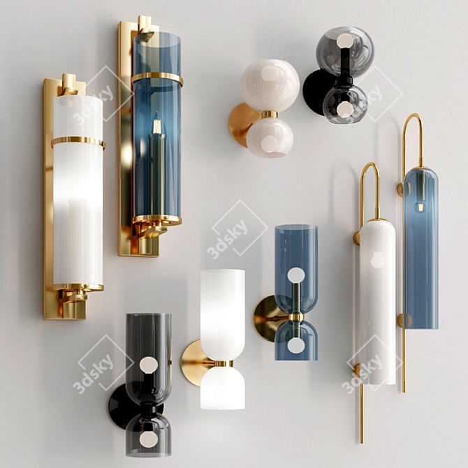 Sleek Wall Glass Lighting 3D model image 1