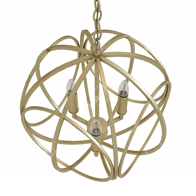 Elegant Steel Loughton Chandelier 3D model image 4