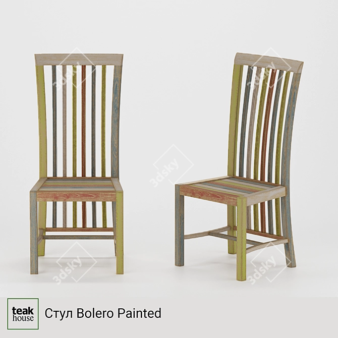 Hand-Painted Bolero Teak Chair 3D model image 1
