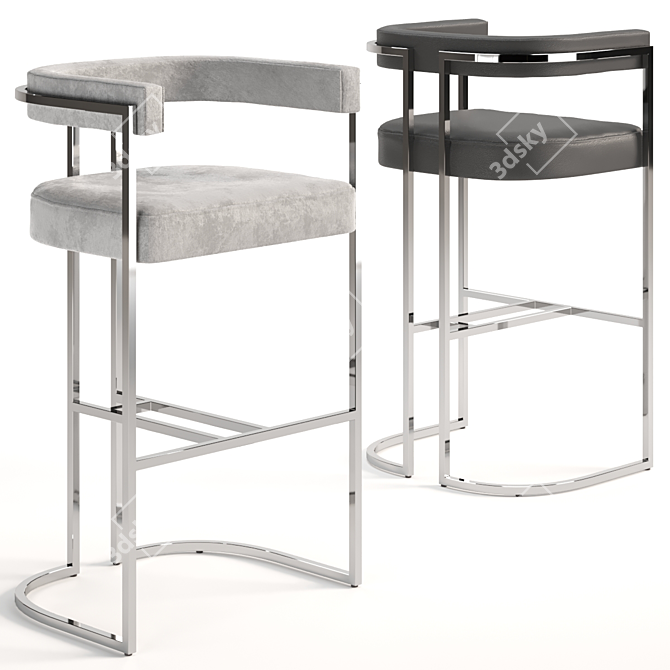 Title: Sleek Metal Upholstered Bar Chair 3D model image 1