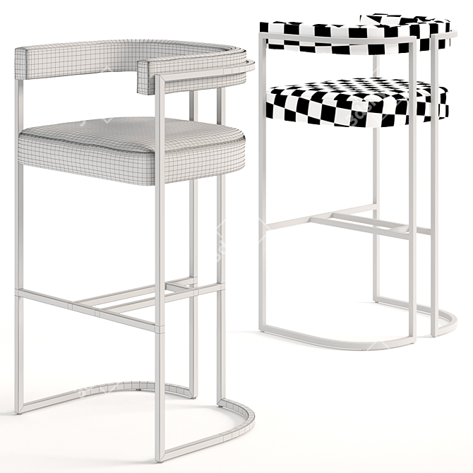 Title: Sleek Metal Upholstered Bar Chair 3D model image 3