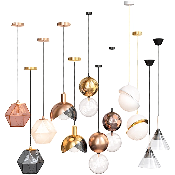 Luxury Pendant Light Set-13 with Exclusive Designs 3D model image 2