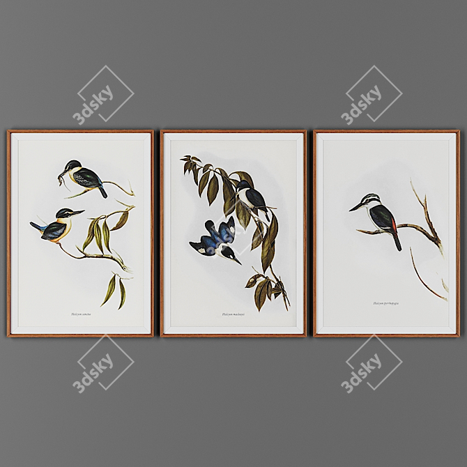 Wooden Picture Frame Set: Collection of 3 3D model image 1