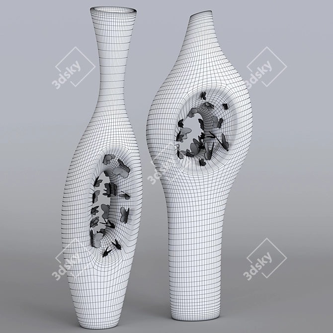 Ellipsis Butterfly Gold Porcelain Vase 3D model image 4