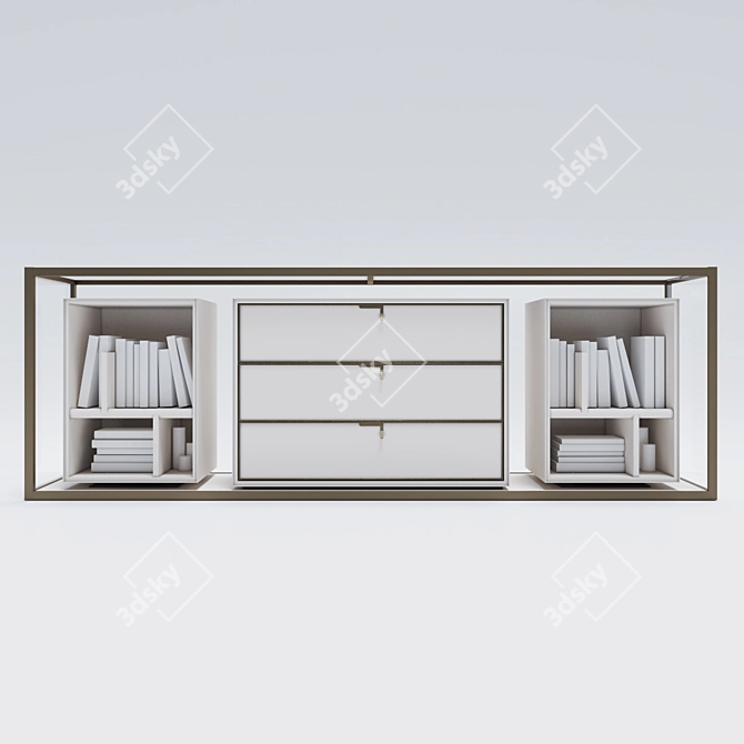 Modern Metal Cabinet with Glass Front Side 3D model image 1