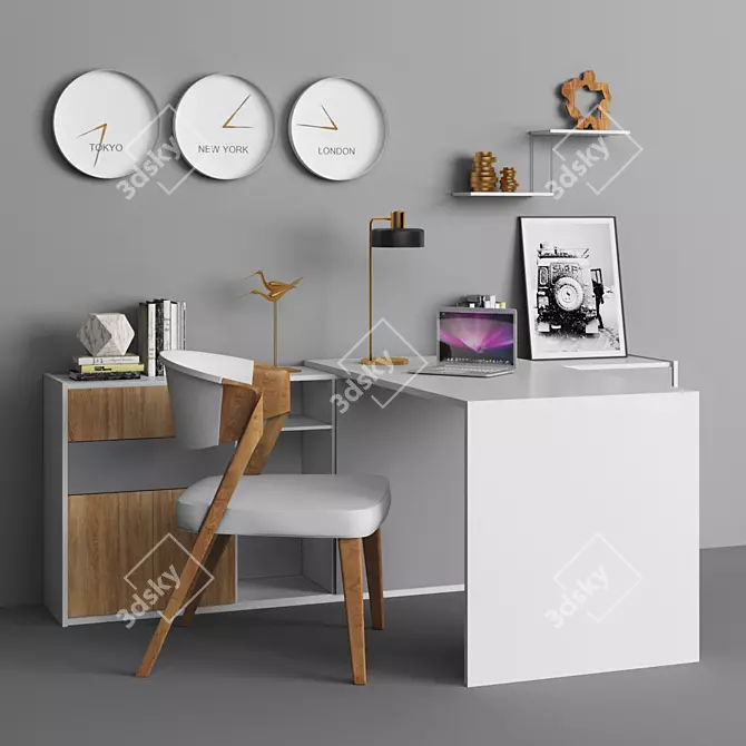 Modern Office Workplace Set 3D model image 1