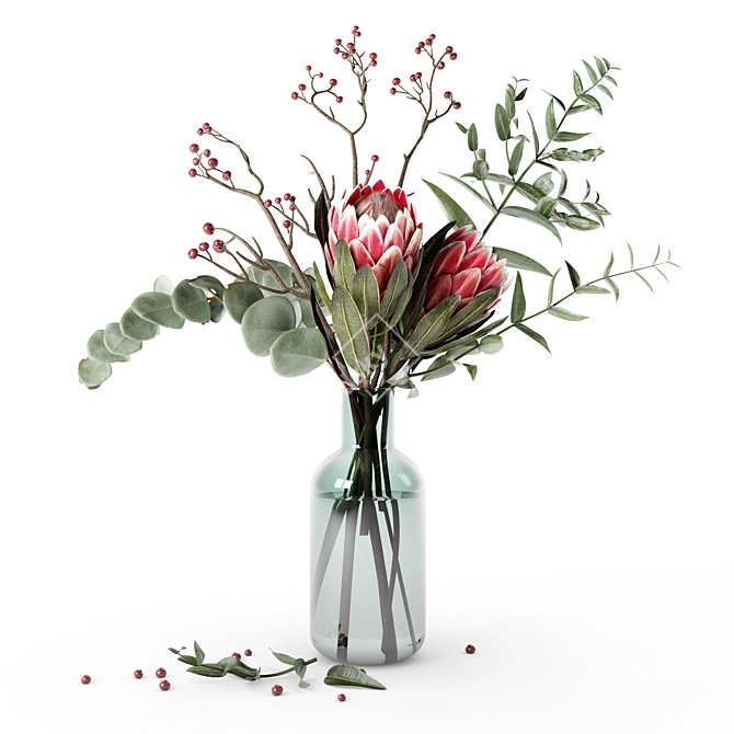 Elegant Protea & Eucalyptus Bouquet 3D model image 10