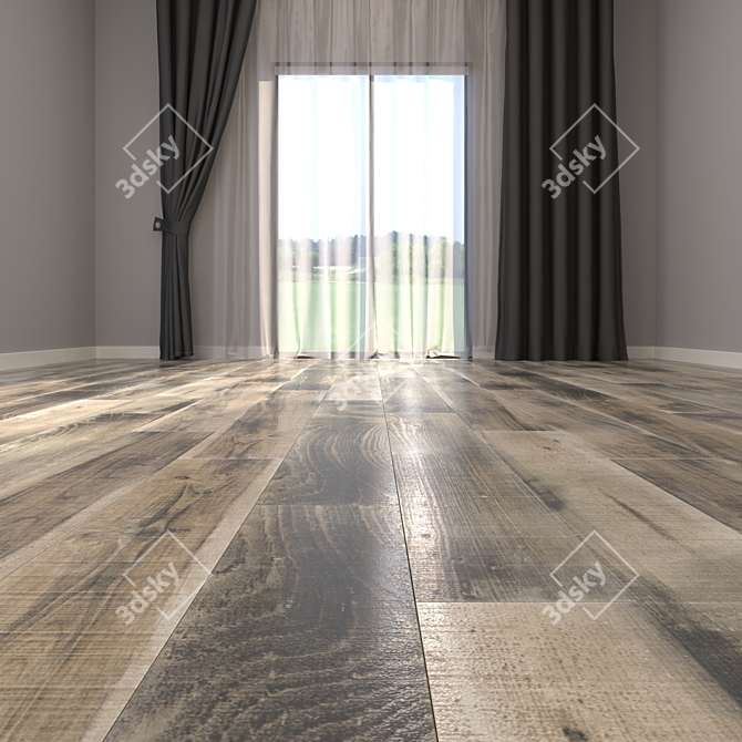 Yurtbay Amber Brown 20x120: Multi-Texture Parquet 3D model image 2