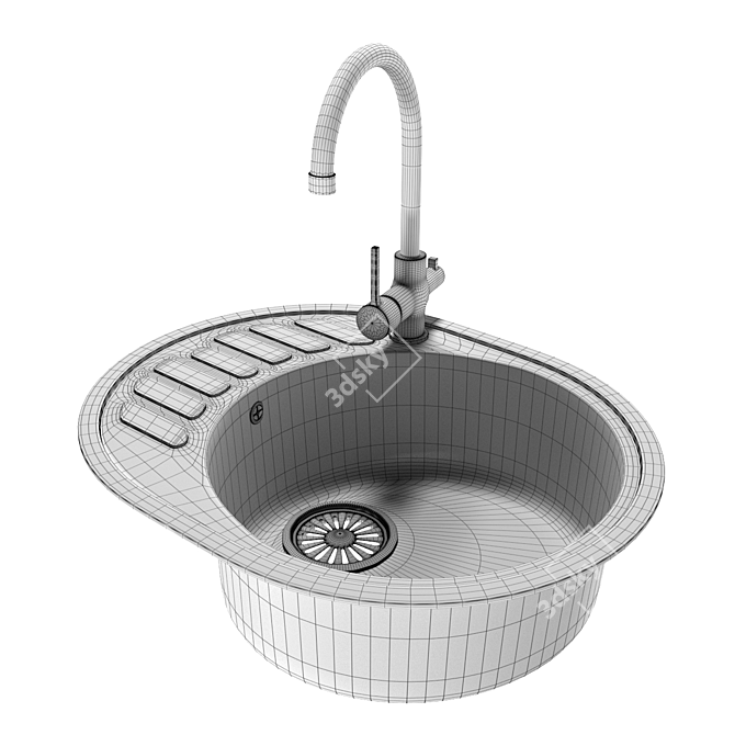 Versatile 3-in-1 Kitchen Sink 3D model image 2