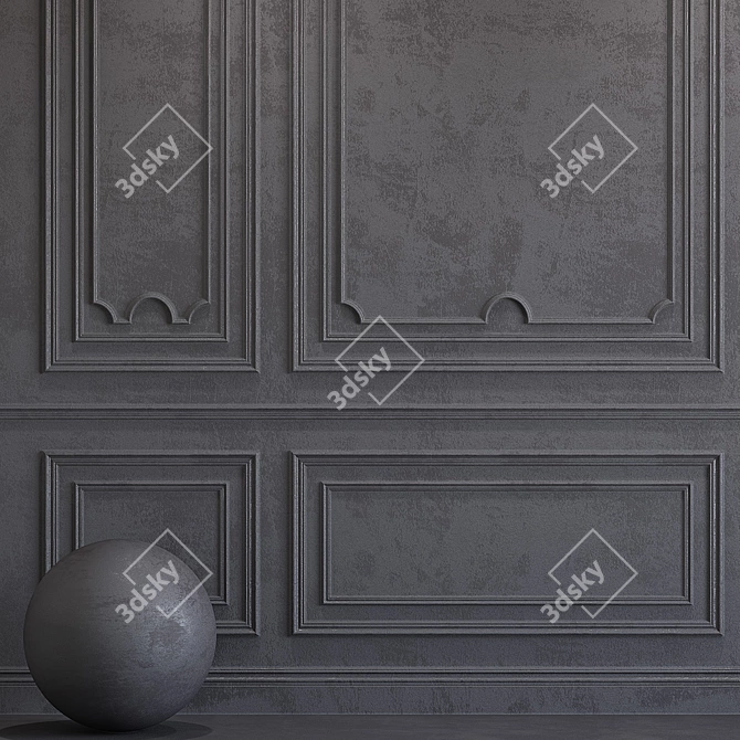 Elegant Plaster Molding 105 3D model image 2
