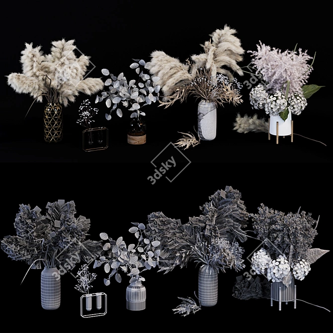 Vintage Floral Collection 3D model image 5