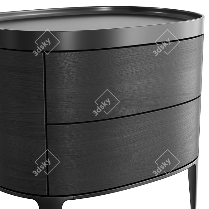 Poliform Gentleman Nightstand - Elegant Black and Gold Wood Design 3D model image 3