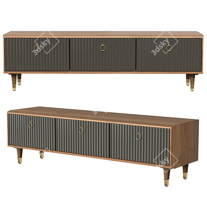 Modern Walnut TV Stand 3D model image 1