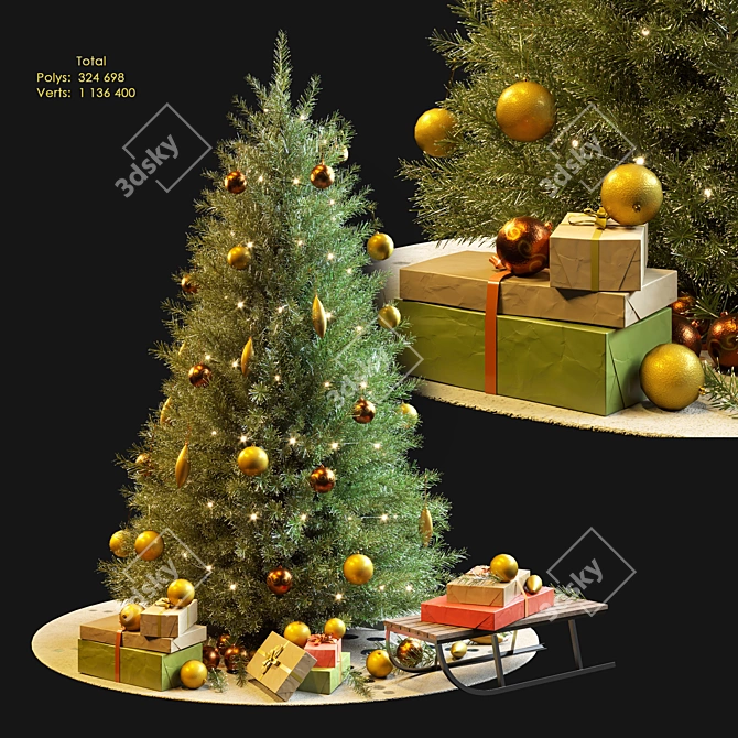  Festive Evergreen Christmas Tree 3D model image 1