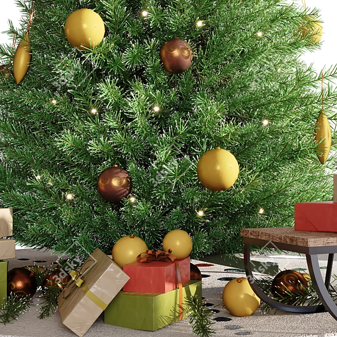  Festive Evergreen Christmas Tree 3D model image 14