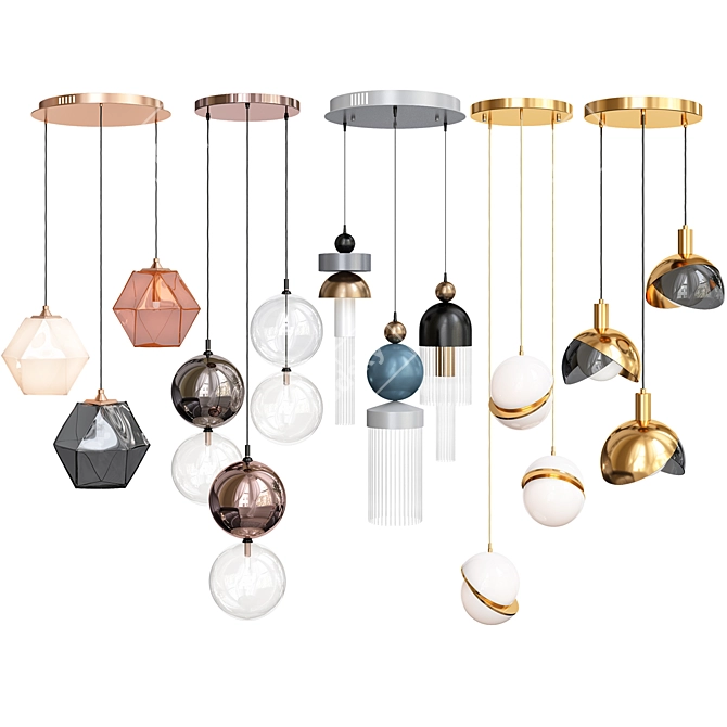 Exclusive Pendant Lights Set-14: Modern, Stylish Lighting Solution 3D model image 2