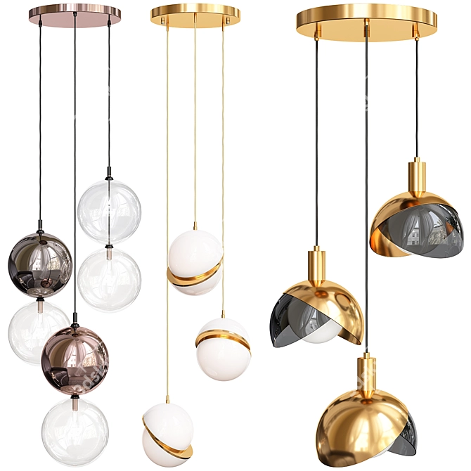 Exclusive Pendant Lights Set-14: Modern, Stylish Lighting Solution 3D model image 3