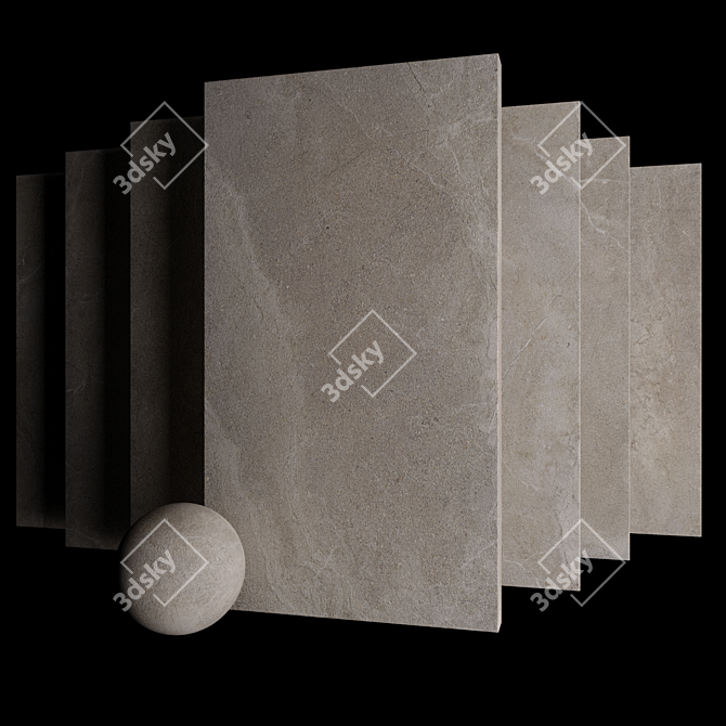 Elegant Beige Concrete Tiles 3D model image 3