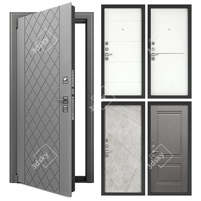 Modern Steel Apartment Door | Sigma Titan 3D model image 1