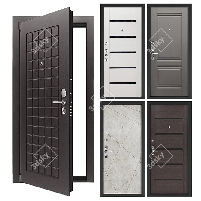 Modern Steel Entry Door 3D model image 1