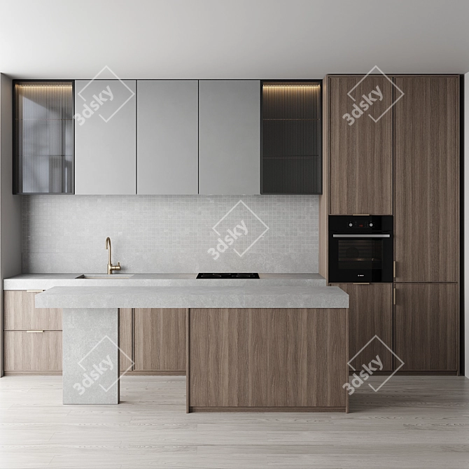 Modern Kitchen Set with Bosch Appliances 3D model image 4