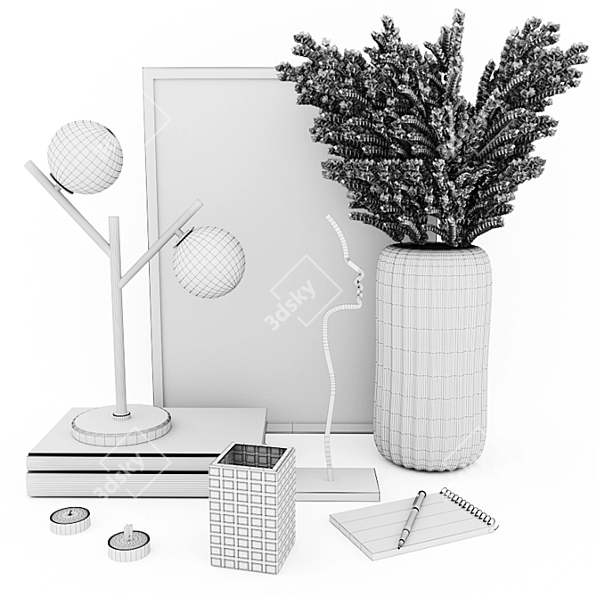 Title: Elegant Ribbed Glass Decor Set 3D model image 5
