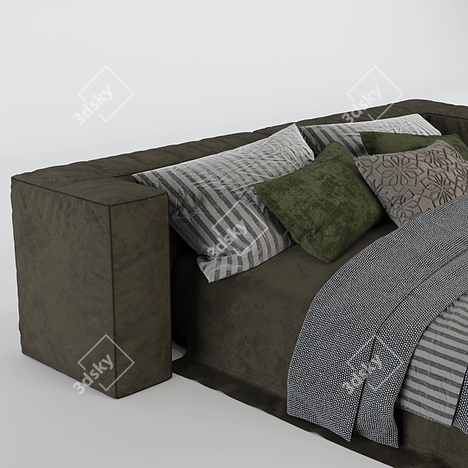 Sleek Contemporary Bed 3D model image 4