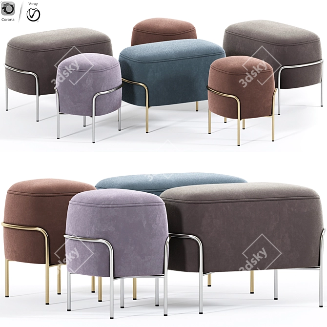 Elegant Hubsch Pouf: Versatile and Stylish 3D model image 1