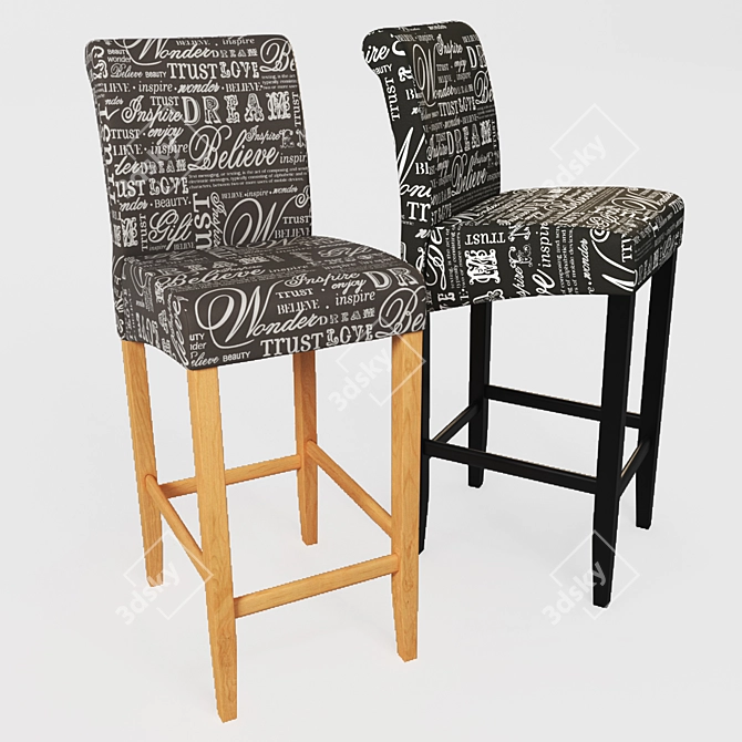 Unique Duo: Dual Material Bar Stools 3D model image 1