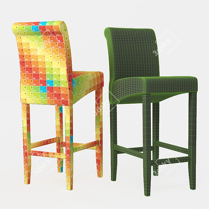 Unique Duo: Dual Material Bar Stools 3D model image 5