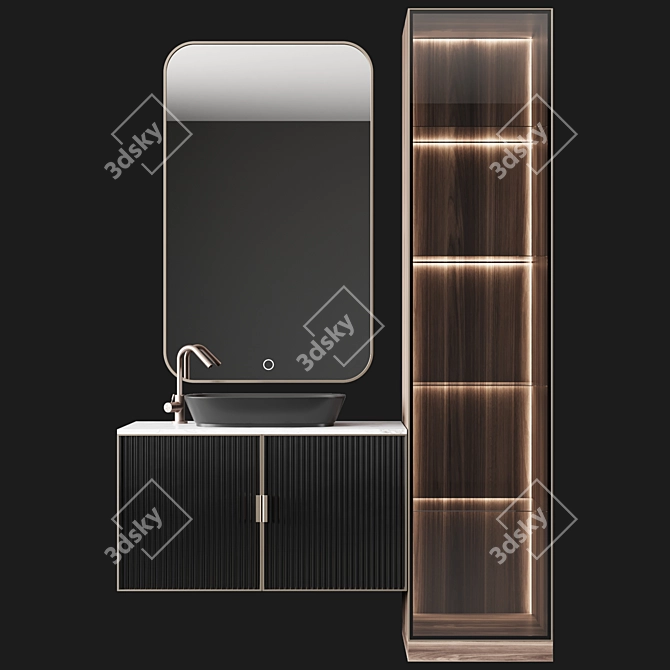 Elegant Bathroom Console with Mirror 3D model image 1