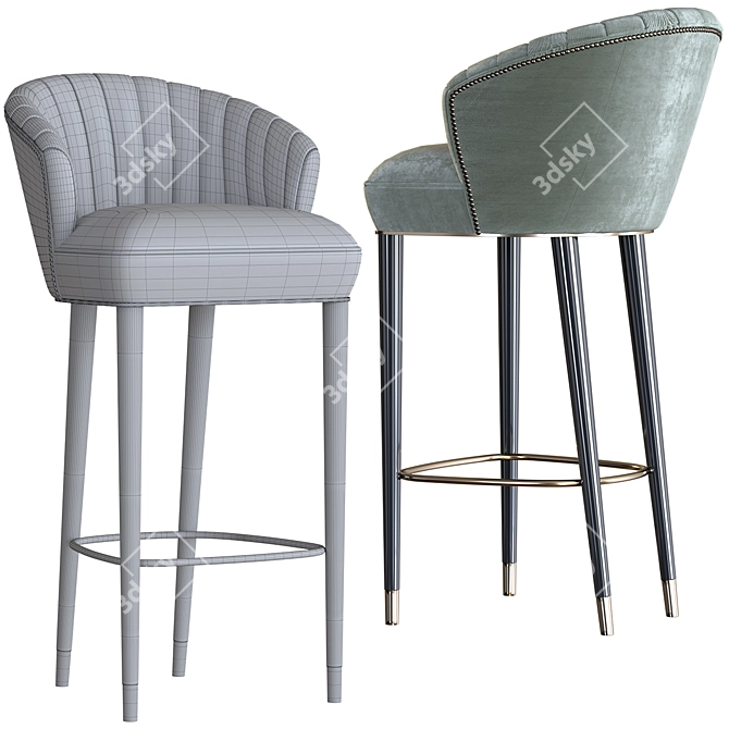 Elegant Nuka Bar Stool - Stylish Seating Solution 3D model image 4