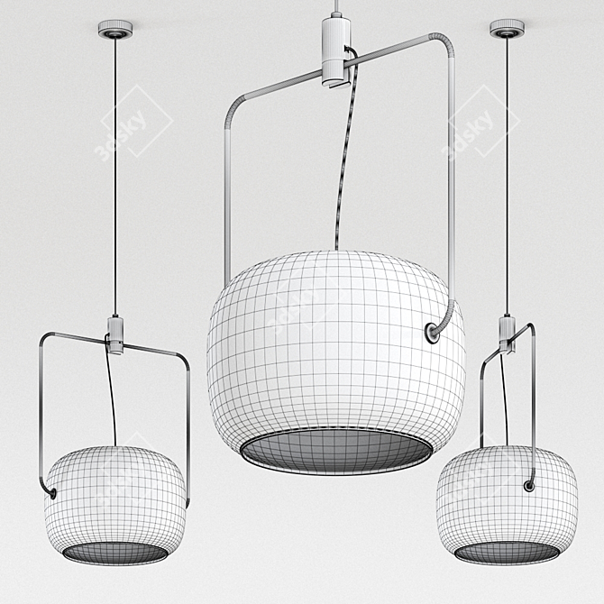 French Elegance: Galet Pendant Lamp 3D model image 2