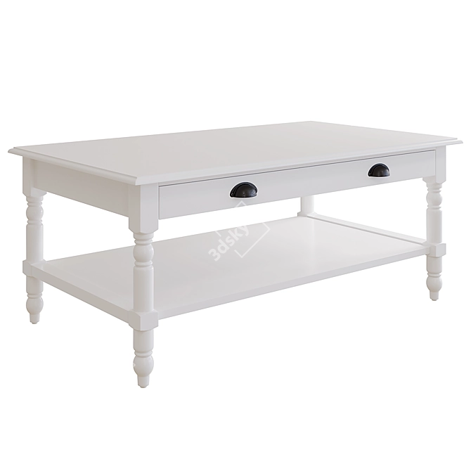 Rustic Pine Coffee Table: Authentic Style with Drawer 3D model image 2