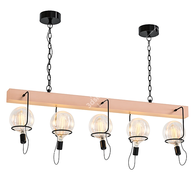 Rustic Mango Wood Ceiling Light 3D model image 1