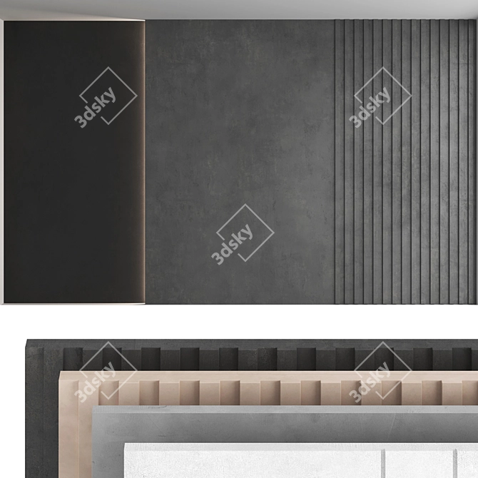 Title: Decorative Concrete Wall Panel Set 3D model image 5