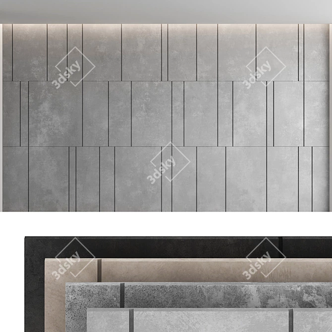Decorative Concrete Wall Panel Set 3D model image 1