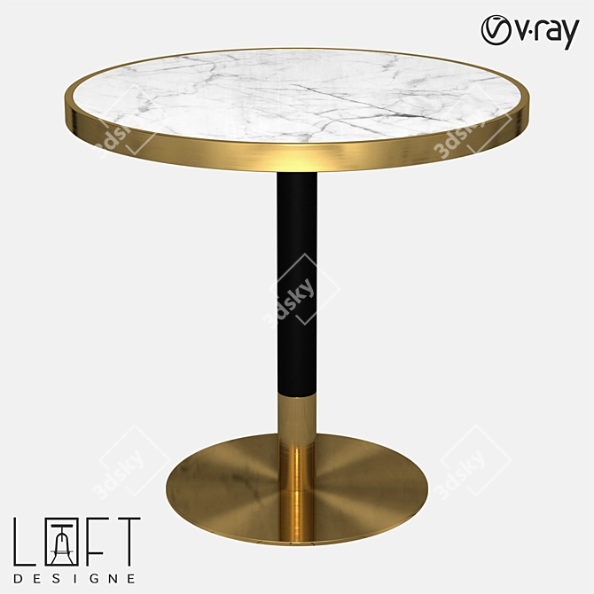 Modern Industrial Wood and Metal Table 3D model image 1