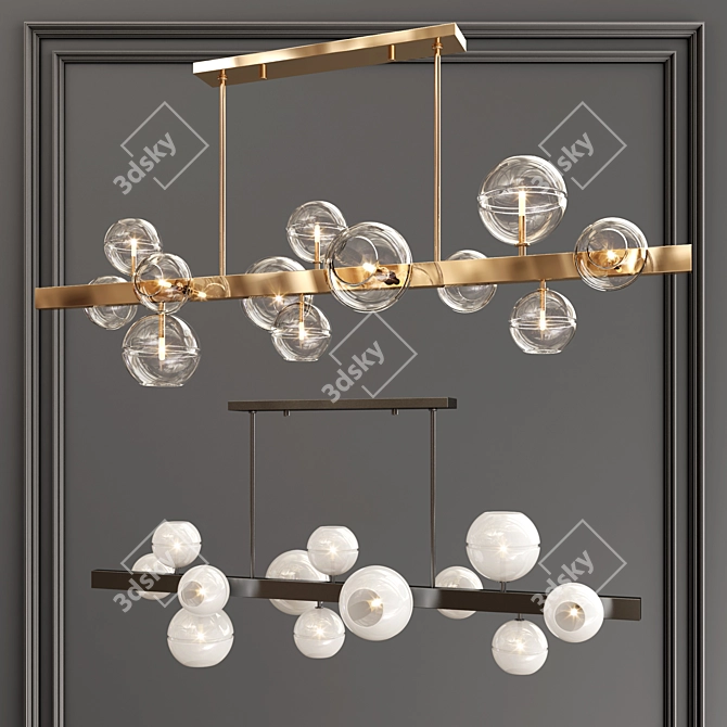 Contemporary Metal & Glass Chandelier 3D model image 2